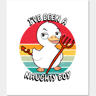 Cute white duck is a naughty boy Posters and Art